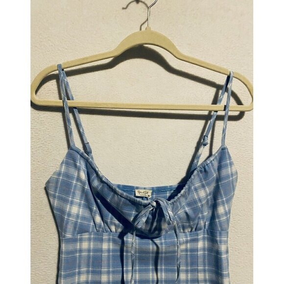 John Galt Dress Womens One Size Blue Plaid Jennifer Mini Strappy Beachy Boho - Picture 3 of 8